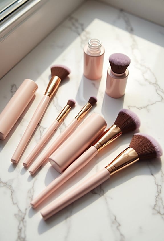 portable retractable powder brushes
